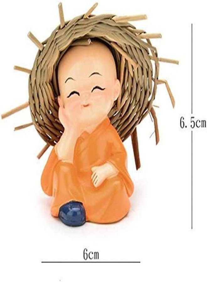 Saugat Traders Polyresin Baby Hat Monk Buddha Idols for Car Dashboard-Home Decor - Multicolour, Set of 4 Pieces - Good Luck Gift - Image 4